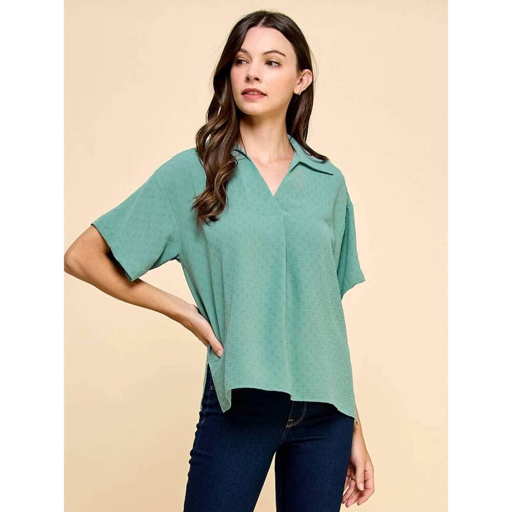 NEW LES AMIS texturized short sleeve shirt in olive